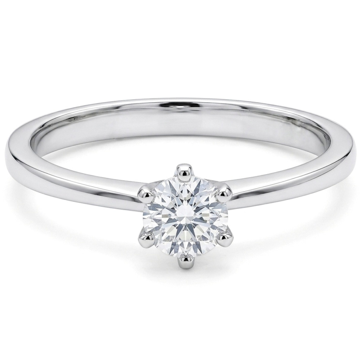 White gold classic engagement ring with lab-grown diamond (46), LAB GROWN flowers, Gold type: 585, Item in the photo weight: 1.87 g, Gemstone: Lab Grown diamond, Gemstone ct.: 0.22 ct, Gemstone ct.: 0.20-0.29 ct - Jewelry online