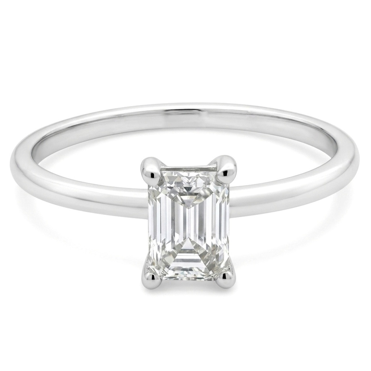 Balto aukso žiedas su Lab Grown "Emerald" deimantu (50), LAB GROWN žiedai, Aukso praba: 585, Gaminio nuotraukoje svoris: 2.01 g, Brangakmenis: Lab Grown diamond, Brangakmenio svoris ct.: 0.30-0.69 ct, Brangakmenio svoris: 0.55 ct - Juvelyrika internetu