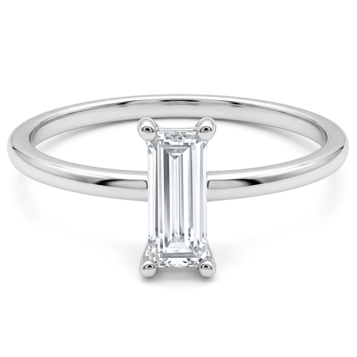 Balto aukso žiedas su Lab Grown "Emerald" deimantu (51), LAB GROWN žiedai, Aukso praba: 585, Gaminio nuotraukoje svoris: 1.92 g, Brangakmenis: Lab Grown diamond, Brangakmenio svoris ct.: 0.30-0.69 ct, Brangakmenio svoris: 0.40 ct - Juvelyrika internetu