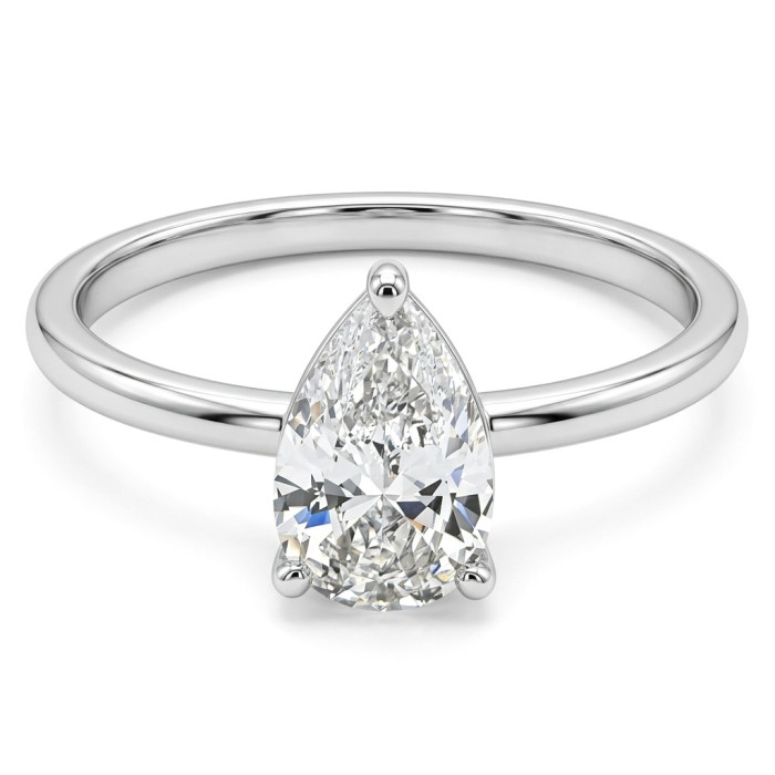 Balto aukso žiedas su Lab grown deimantu (54)