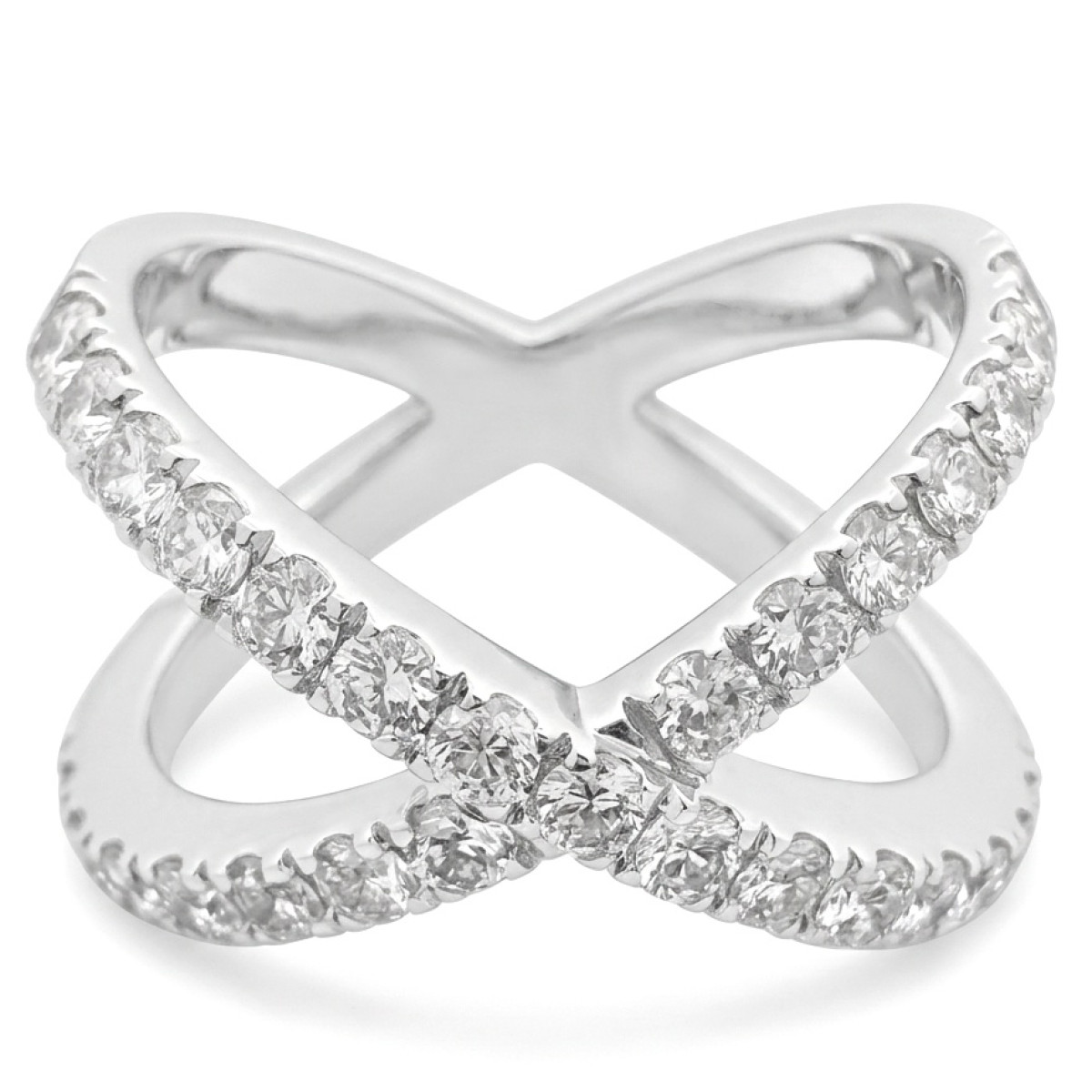 Baltā zelta X formas gredzens ar dimantiem (59), LAB AUDZĒTI ziedi, Zelta standarts: 585, Produkta foto svars: 5.47 g, Dārgakmeņi: Lab Grown diamond, Dārgakmens svars ct.: 0.70-1.50 ct, Dārgakmens svars: 1.11 ct, Linuma acu skaits: 29 vnt. - Rotājumlietas internetā