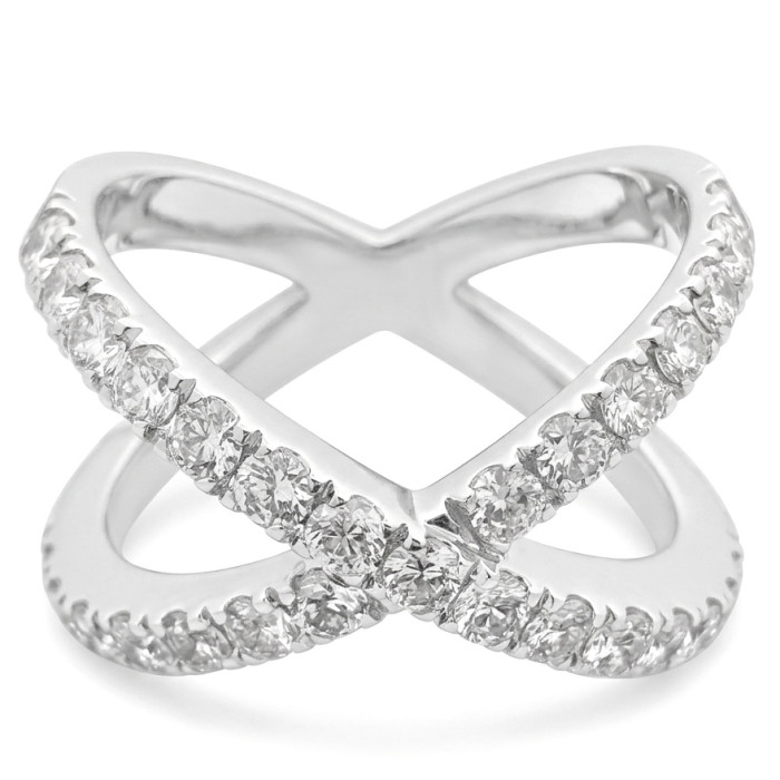 Balto aukso X formos žiedas su deimantais (59)