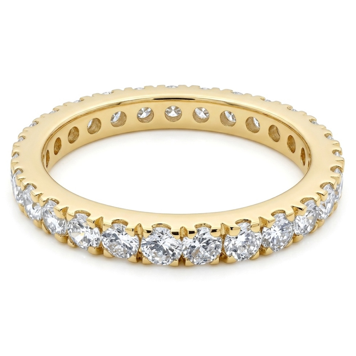 Yellow gold ring with a band of cultured diamonds (60), LAB GROWN flowers, Gold type: 585, Item in the photo weight: 2.01 g, Gemstone: Lab Grown diamond, Gemstone ct.: 0.70-1.50 ct, Gemstone ct.: 1.04 ct,  Number of holes: 27 vnt. - Jewelry online