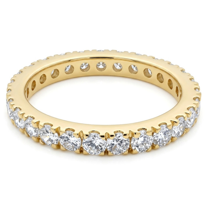 Geltono aukso žiedas su augintų deimantų juostele (60)