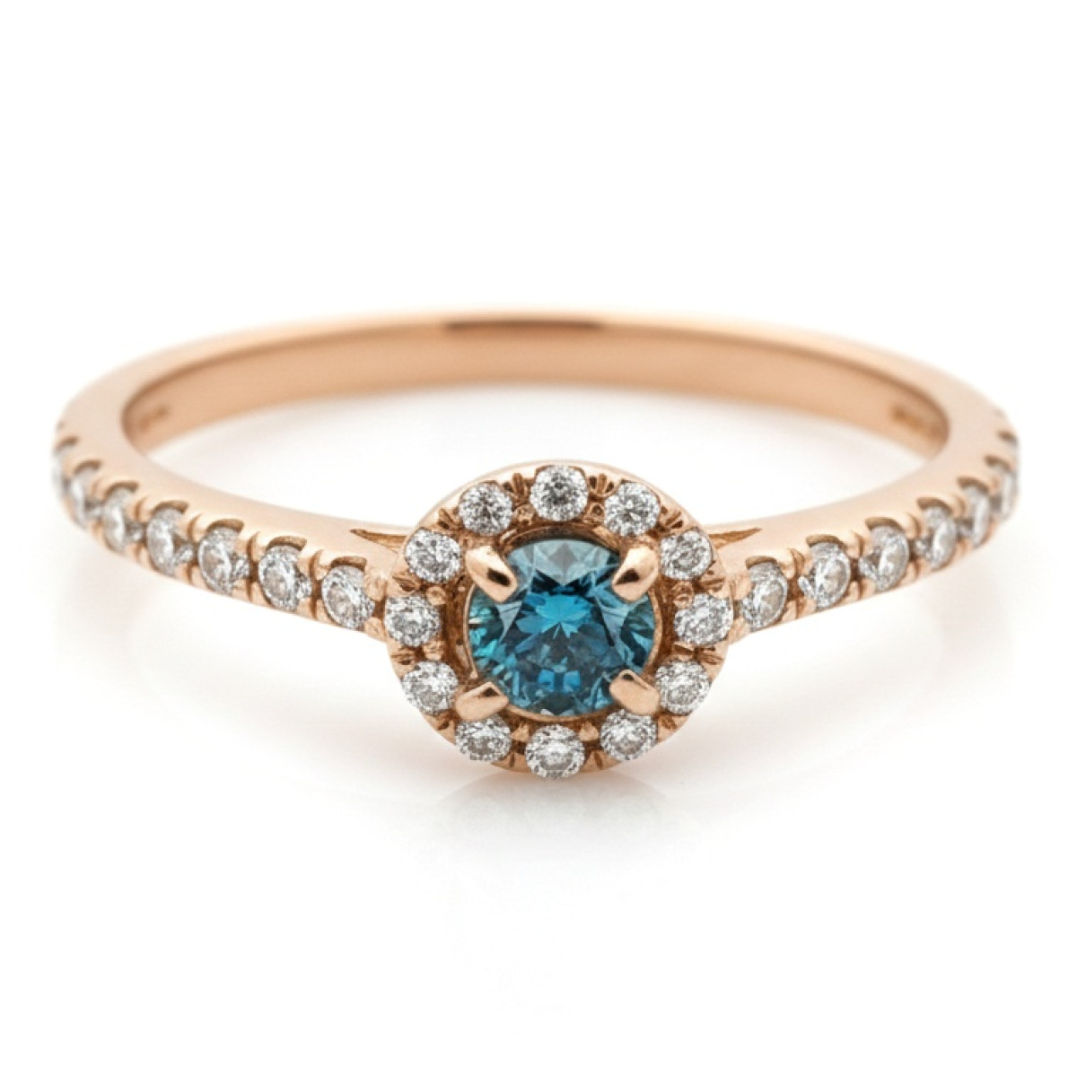  Gold ring decorated with a blue diamond "Vanesa" (1230), Women's Rings, Gold type: 585, Item in the photo weight: 2.36 g, Gemstone: Diamond, Gemstone ct.: 0.10 ct, Gemstone ct.: 0.30-0.69 ct,  Weight of extra gems: 0.32 ct - Jewelry online