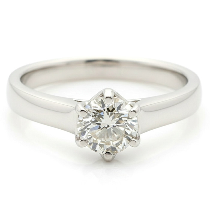  White gold engagement ring with diamond "Light Yellow" (1307)