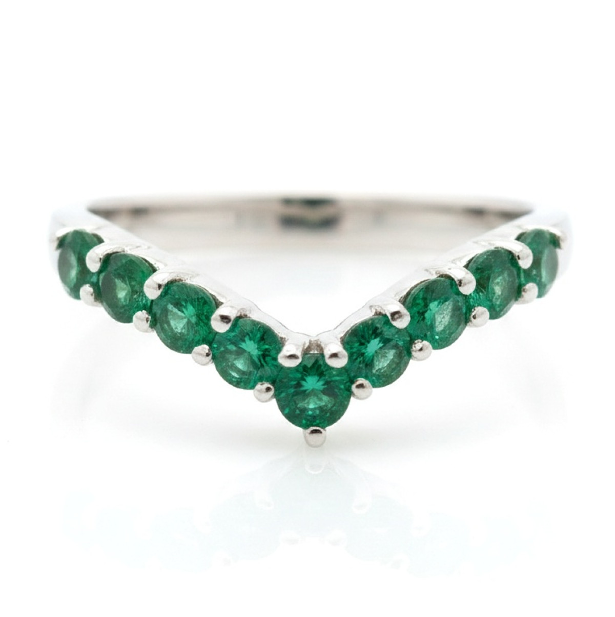  White gold ring decorated with emeralds (1318), Women's Rings, Gold type: 585, Item in the photo weight: 2.15 g, Gemstone: Emerald, Gemstone ct.: 0.50 ct, Gemstone ct.: 0.30-0.69 ct - Jewelry online