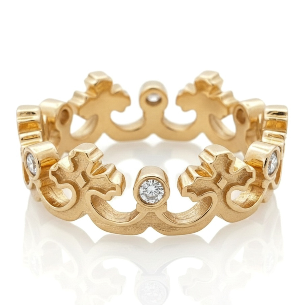  Gold ring with diamond "Crown" (1334), Women's Rings, Gold type: 585, Item in the photo weight: 3.43 g, Gemstone: Brilliant, Gemstone ct.: 0.13 ct, Gemstone ct.: 0.10-0.19 ct - Jewelry online