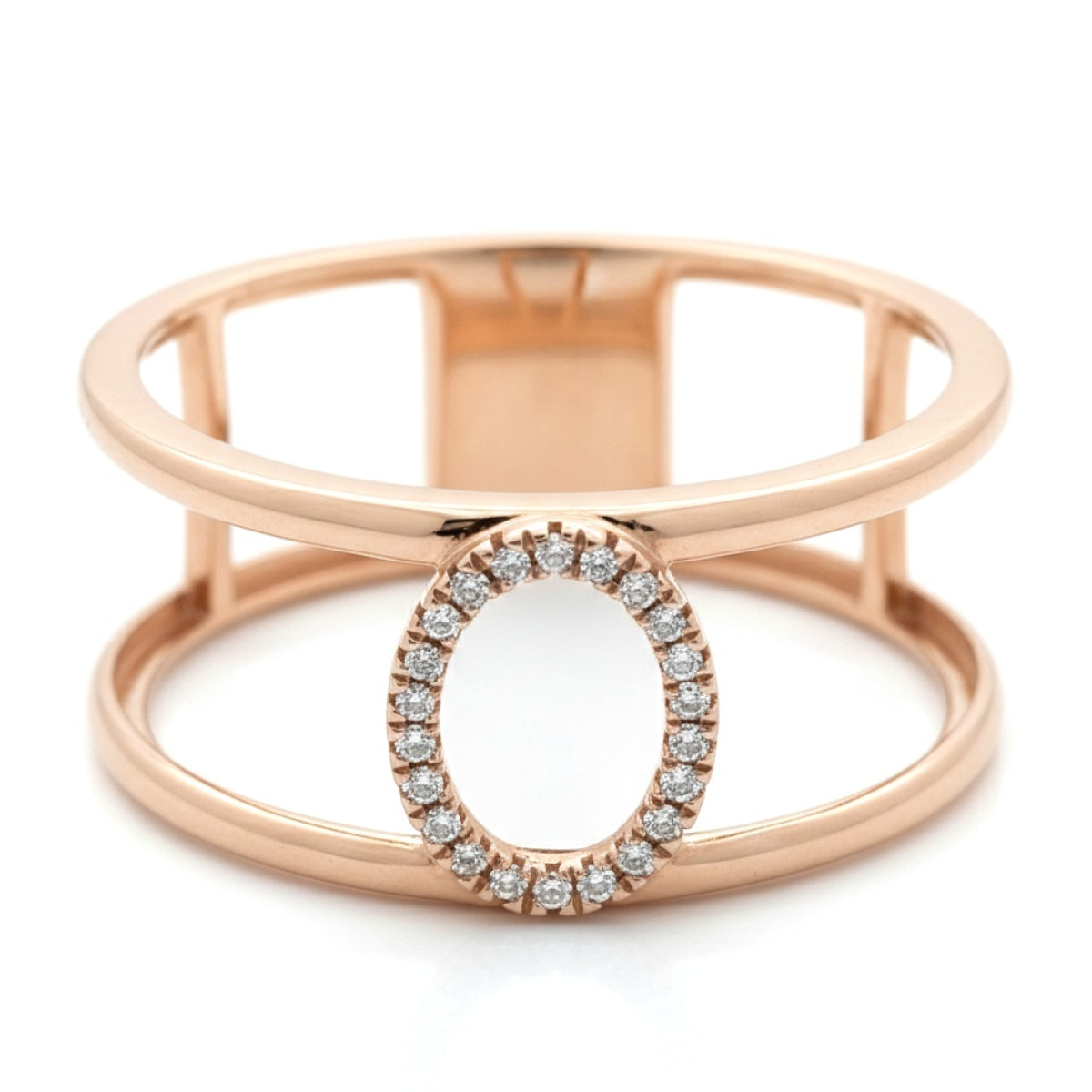  Exclusive wide gold ring with diamonds (z1344), Women's Rings, Gold type: 585, Item in the photo weight: 2.53 g, Gemstone: Brilliant, Gemstone ct.: 0.04 ct, Gemstone ct.: 0.01-0.09 ct - Jewelry online