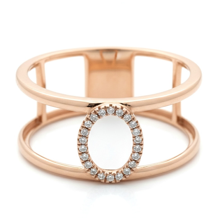  Exclusive wide gold ring with diamonds (z1344)