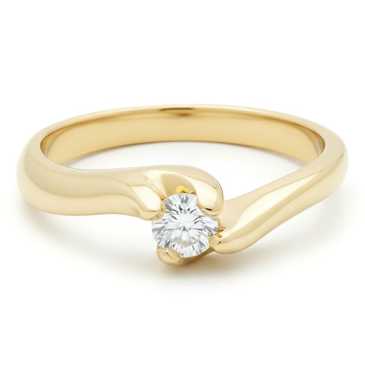  Yellow Gold Diamond Engagement Ring (1438), Modern engagement rings, Gold type: 585, Item in the photo weight: 3.60 g, Gemstone: Brilliant, Gemstone ct.: 0.16 ct, Gemstone ct.: 0.10-0.19 ct - Jewelry online