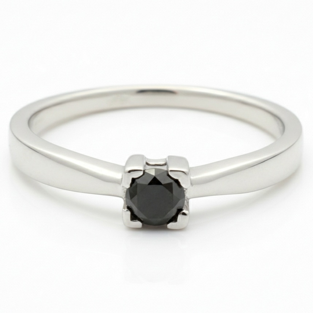  White gold ring decorated with a black diamond (1479), Women's Rings, Gold type: 585, Item in the photo weight: 2.33 g, Gemstone: Diamond, Gemstone ct.: 0.20 ct, Gemstone ct.: 0.20-0.29 ct - Jewelry online