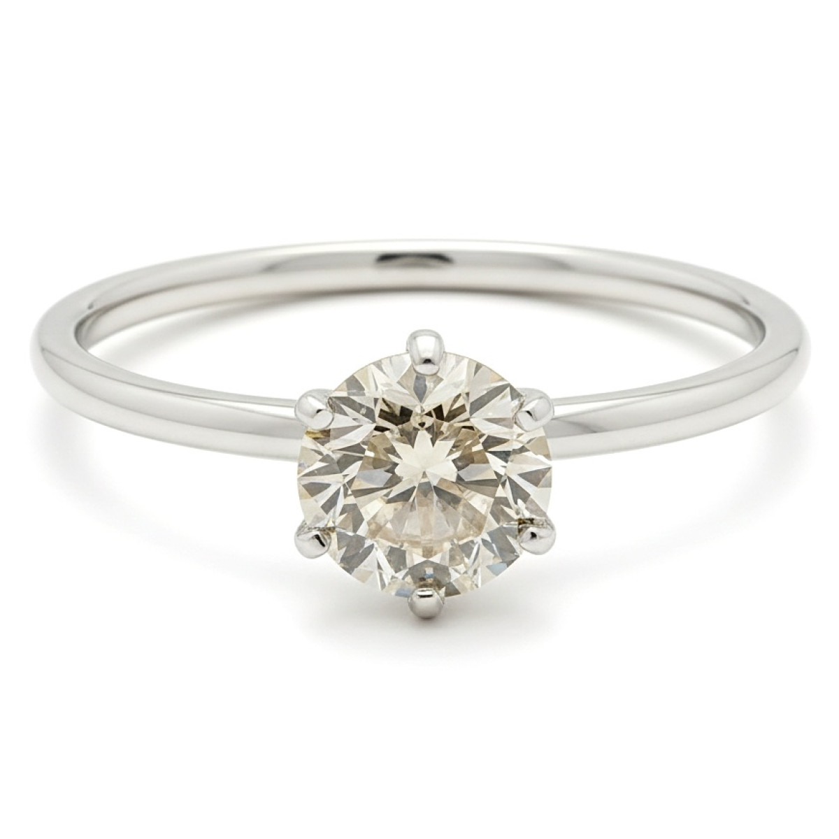  White gold ring decorated with "Brown" diamond (1509), Classic engagement rings, Gold type: 585, Item in the photo weight: 1.53 g, Gemstone: Brilliant, Gemstone ct.: 0.74 ct (GIA sertifikatas), Gemstone ct.: 0.70-1.50 ct - Jewelry online