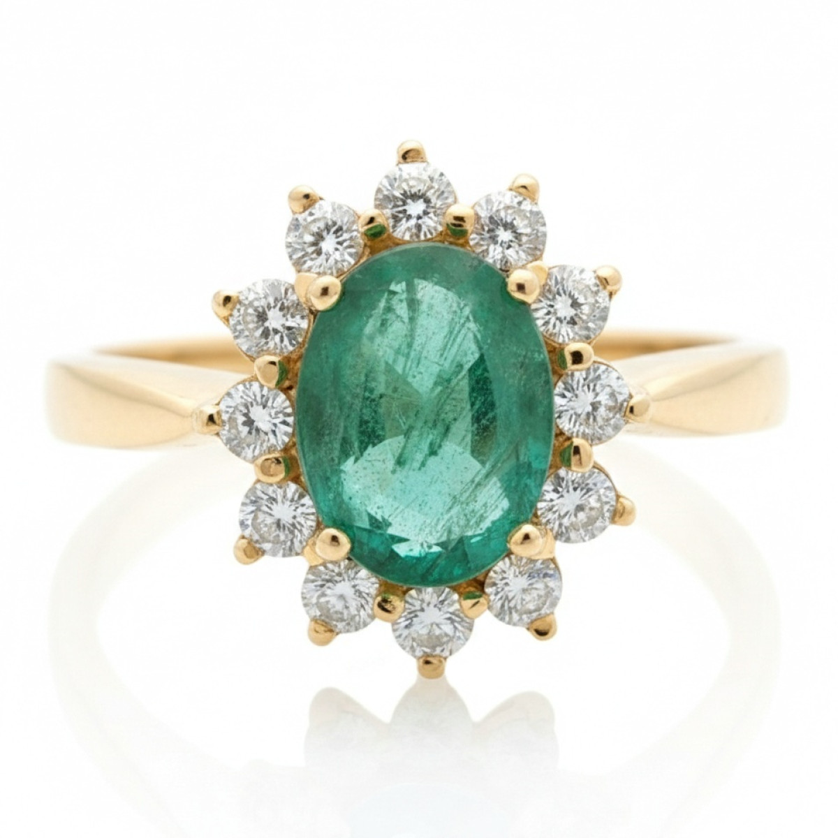  A luxurious ring decorated with emeralds and diamonds (1550), Women's Rings, Gold type: 585, Item in the photo weight: 3.13 g, Gemstone: Emerald, Gemstone ct.: , Gemstone ct.: 0.70-1.50 ct,  Weight of extra gems:  - Jewelry online