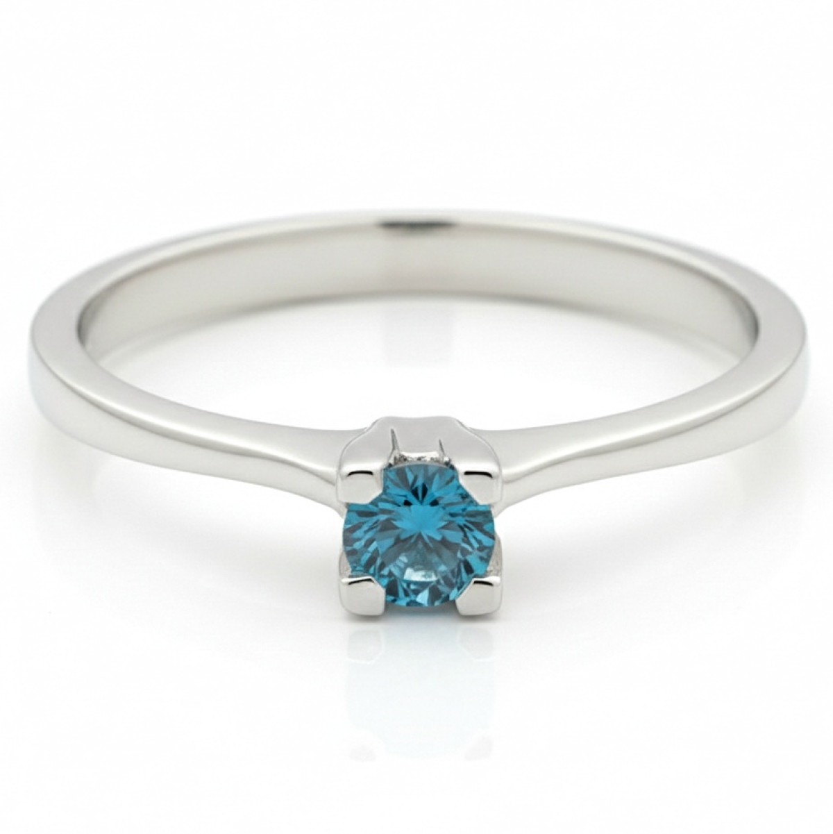  White gold ring decorated with a blue diamond (1567), Women's Rings, Gold type: 585, Item in the photo weight: 1.77 g, Gemstone: Diamond, Gemstone ct.: 0.10 ct, Gemstone ct.: 0.10-0.19 ct - Jewelry online