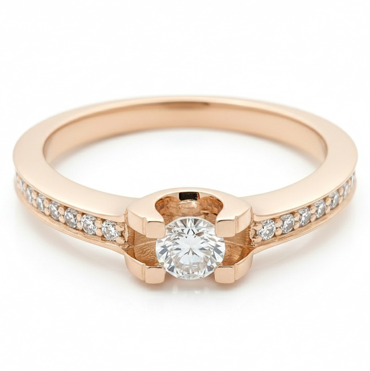  Diamond Engagement Ring (1570), Modern engagement rings, Gold type: 585, Item in the photo weight: 3.16 g, Gemstone: Brilliant, Gemstone ct.: 0.15 ct, Gemstone ct.: 0.20-0.29 ct,  Weight of extra gems: 0.25 ct - Jewelry online