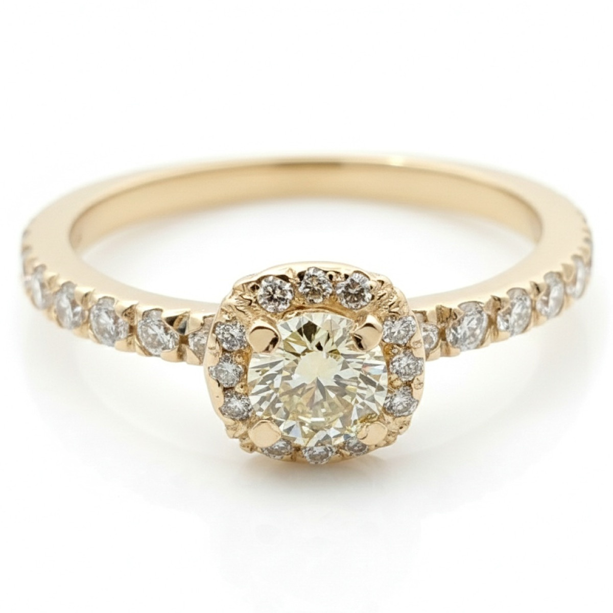  Fancy Diamond Halo Engagement Ring (1589), Halo, Gold type: 585, Item in the photo weight: 1.97 g, Gemstone: Brilliant, Gemstone ct.: 0.22 ct, Gemstone ct.: 0.30-0.69 ct,  Weight of extra gems: 0.38 ct - Jewelry online