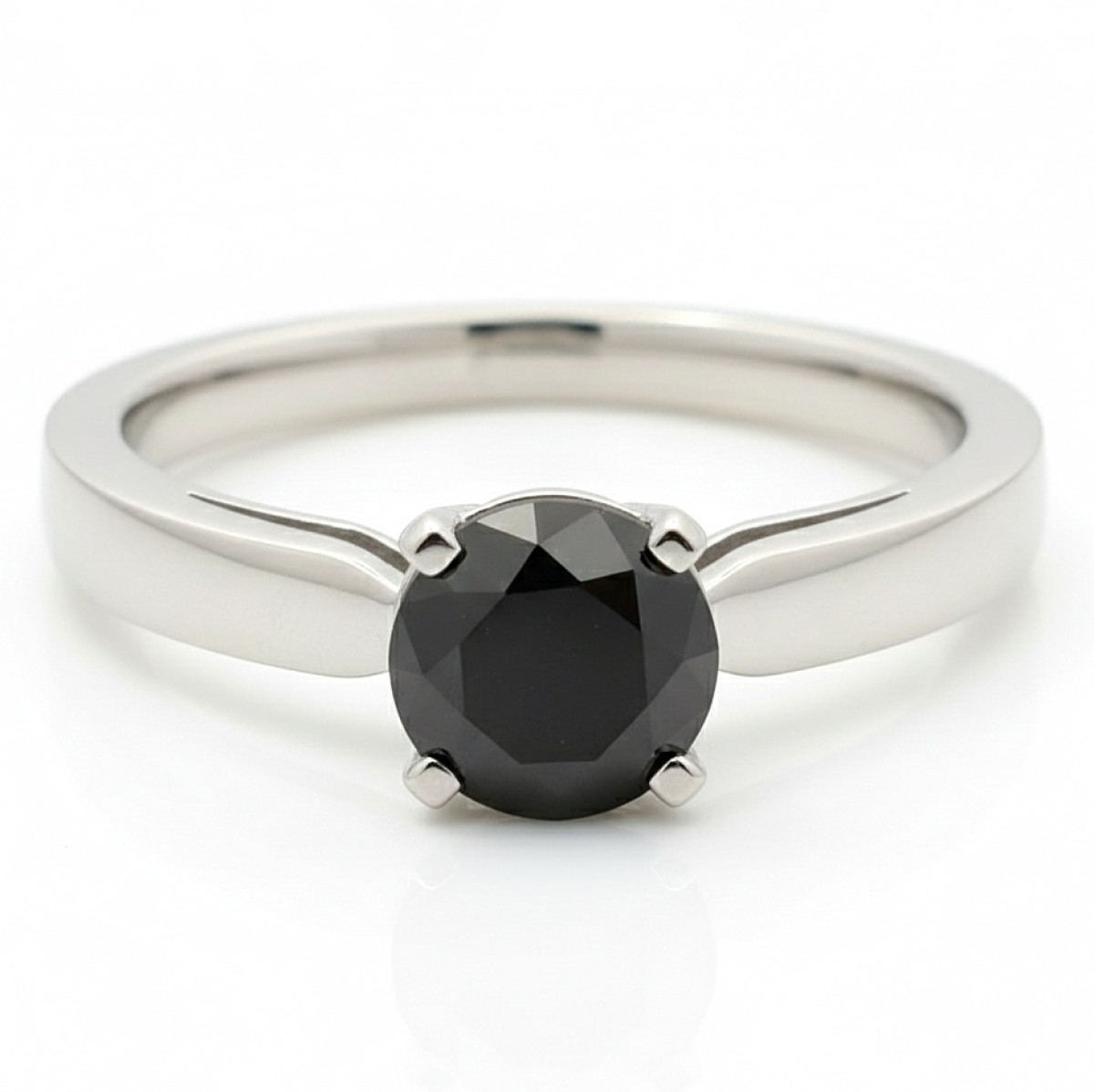  White gold ring decorated with a black diamond (1600), Women's Rings, Gold type: 585, Item in the photo weight: 3.92 g, Gemstone: Diamond, Gemstone ct.: 0.50 ct, Gemstone ct.: 0.30-0.69 ct - Jewelry online