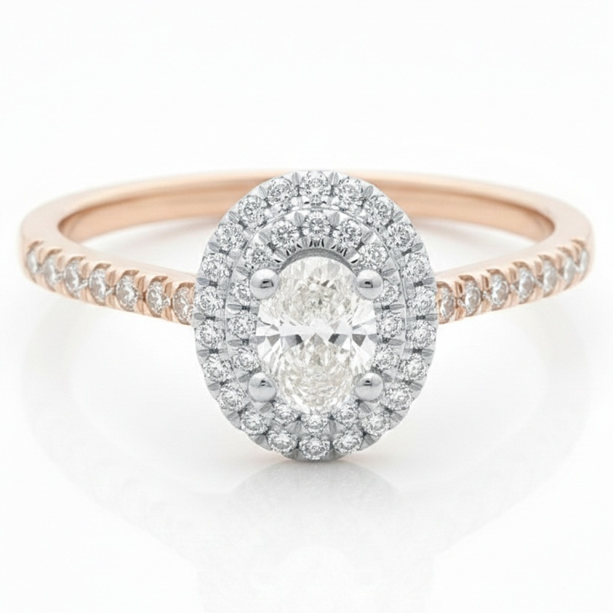  Halo Diamond Engagement Ring (1674), Halo, Gold type: 585, Item in the photo weight: 2.69 g, Gemstone: Brilliant, Gemstone ct.: 0.23 ct, Gemstone ct.: 0.30-0.69 ct,  Weight of extra gems: 0.27 ct - Jewelry online