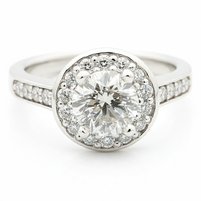Luxurious white gold halo engagement ring (1782)