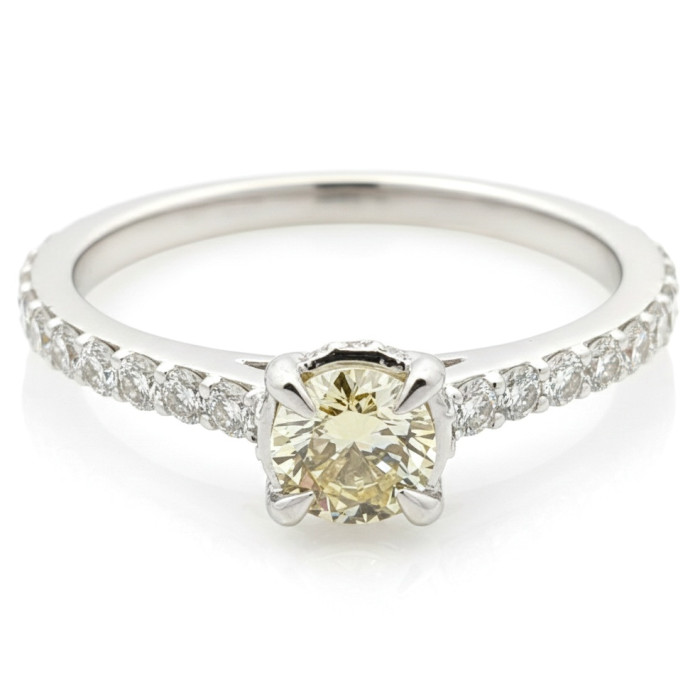  White Gold Engagement Ring Set with Fancy Diamond (1812)