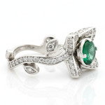  An exclusive and luxurious ring with emeralds and diamonds (1854), Women's Rings, Gold type: 585, Item in the photo weight: 6.47 g, Gemstone: Emerald, Gemstone ct.: 0.63 ct, Gemstone ct.: 1.51-2.00 ct,  Weight of extra gems: 0.70 ct - Custom jewelry