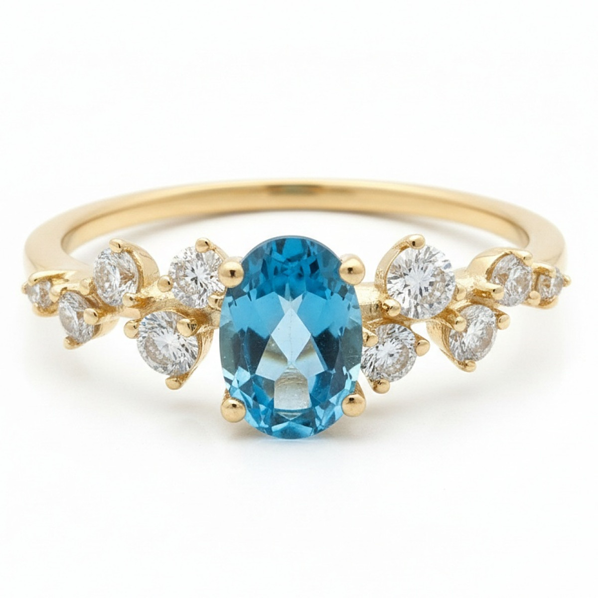  Gold ring with topaz and diamonds (1867), Women's Rings, Gemstone ct.: 0.50 ct, Gemstone ct.: 0.30-0.69 ct,  Weight of extra gems: 0.23 ct, Gold type: 585, Item in the photo weight: 1.58 g, Gemstone: Topaz - Jewelry online