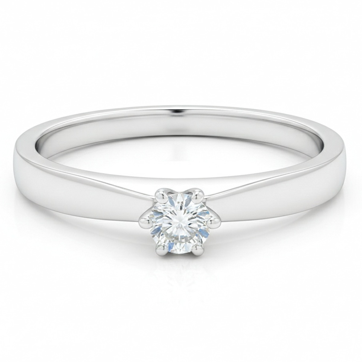 Saderināšanās gredzens no baltā zelta ar dimantu (2109), Klasiskie saderināšanās gredzeni, Zelta standarts: 585, Produkta foto svars: 2.65 g, Dārgakmeņi: Izcili, Dārgakmens svars ct.: 0.01-0.09 ct, Dārgakmens svars: 0.07 ct - Rotājumlietas internetā