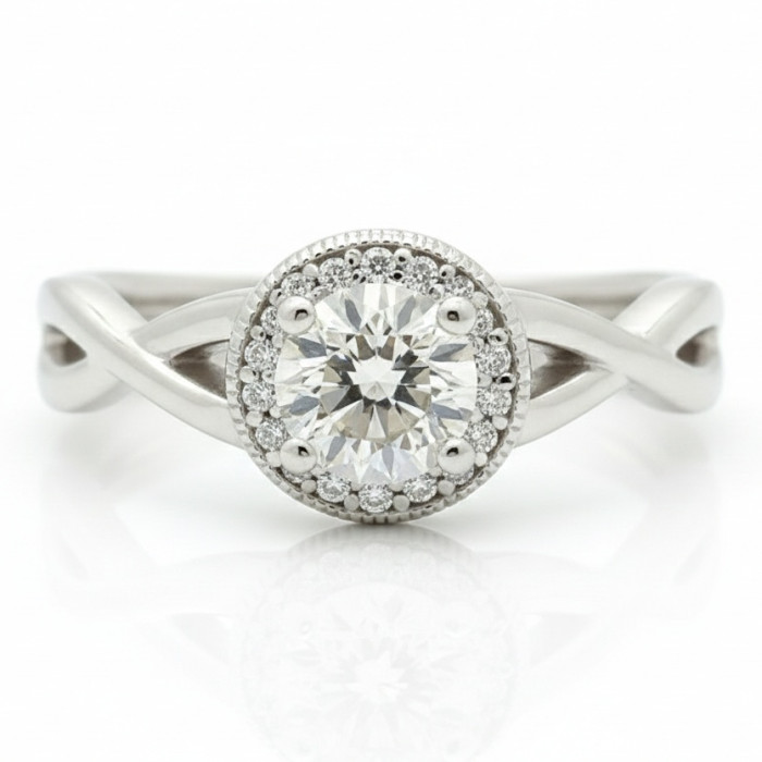 Baltā zelta saderināšanās gredzens ar dimantiem (2195)