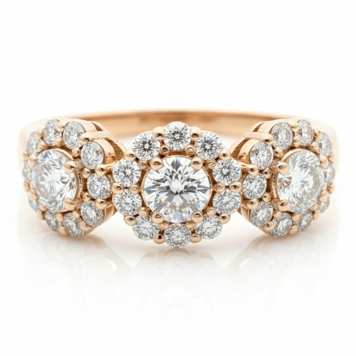 Luxury Halo Ring with Diamonds (2239), Halo, Gold type: 585, Item in the photo weight: 3.86 g, Gemstone: Brilliant, Gemstone ct.: 0.70-1.50 ct, Gemstone ct.: 0.57 ct (GIA sertifikatas),  Weight of extra gems: 0.53 ct - Jewelry online