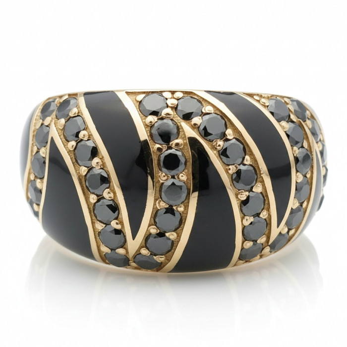 Ekskluzīvs sieviešu gredzens ar melniem dimantiem (2285)
