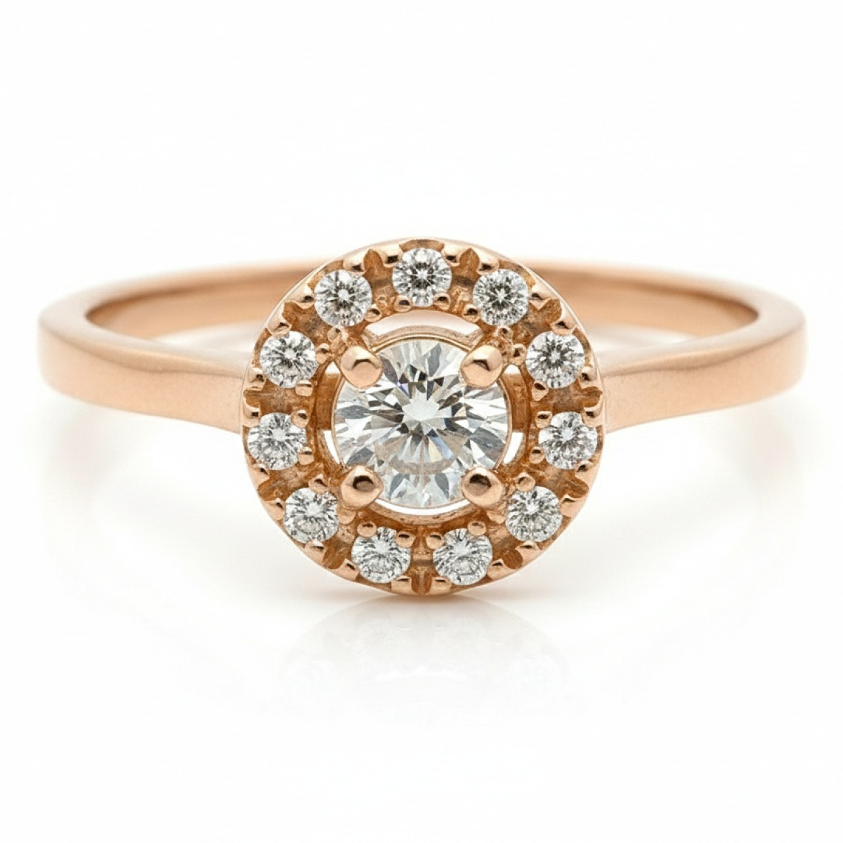 Halo Diamond Engagement Ring (2331), Halo, Gold type: 585, Item in the photo weight: 2.46 g, Gemstone: Brilliant, Gemstone ct.: 0.20-0.29 ct, Gemstone ct.: 0.19 ct (GIA sertifikatas),  Weight of extra gems: 0.03 ct - Jewelry online