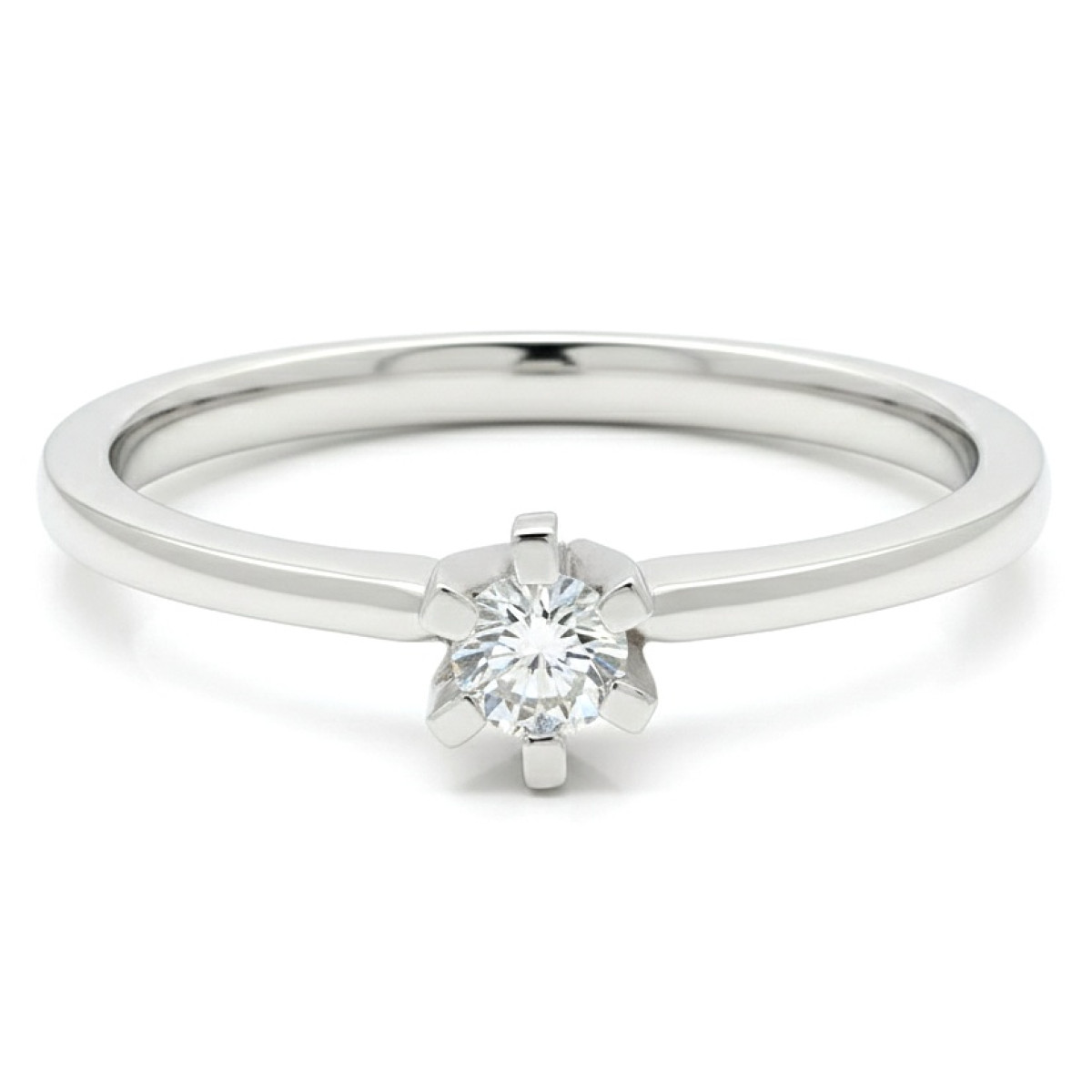 White gold engagement ring decorated with a diamond (2974), Classic engagement rings, Gold type: 585, Item in the photo weight: 1.89 g, Gemstone: Brilliant, Gemstone ct.: 0.08 ct, Gemstone ct.: 0.01-0.09 ct - Jewelry online