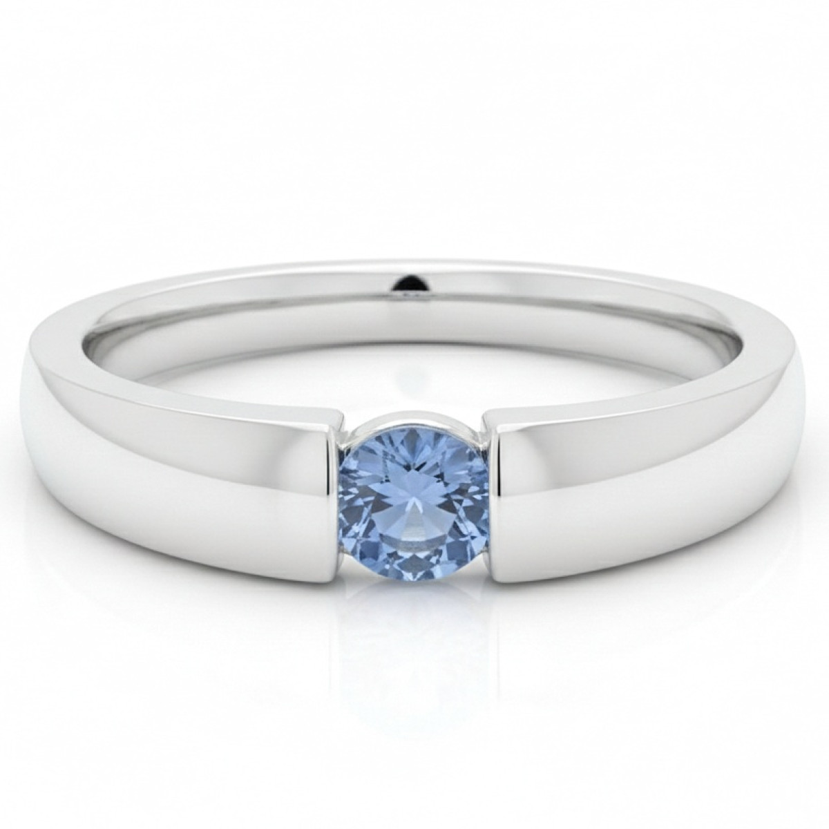 White gold ring with blue sapphire (2991), Women's Rings, Gold type: 585, Item in the photo weight: 4.05 g, Gemstone: Sapphire, Gemstone ct.: 0.20-0.29 ct, Gemstone ct.: 0.28 ct - Jewelry online