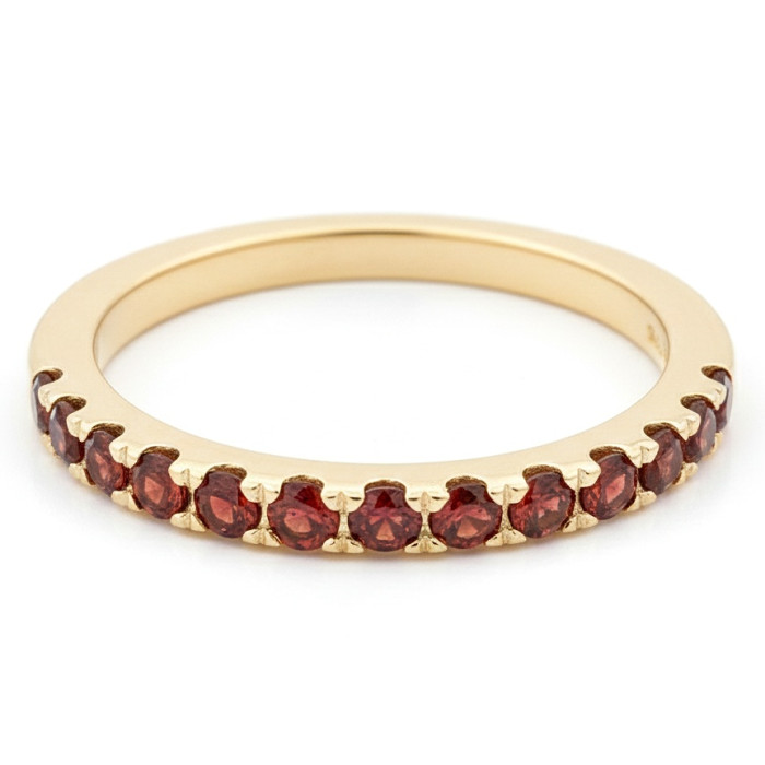  Gold ring decorated with a garnet ribbon (z1369)