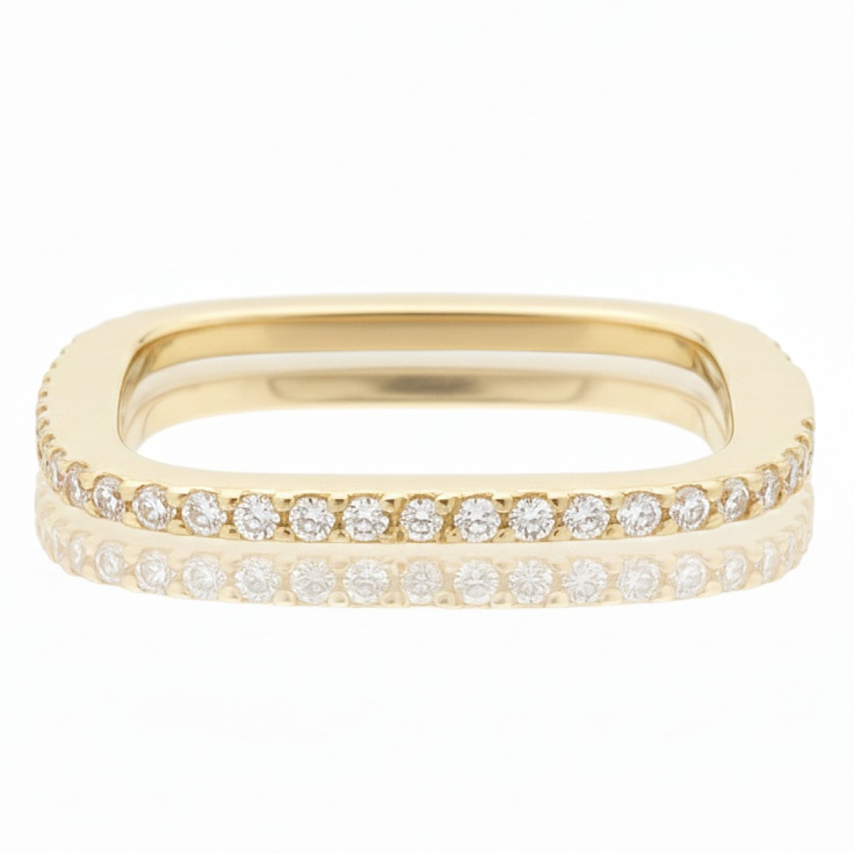  Unique square ring decorated with a band of diamonds (1413), Diamond bands, Gold type: 585, Item in the photo weight: 2.14 g, Gemstone: Brilliant, Gemstone ct.: 0.26 ct, Gemstone ct.: 0.20-0.29 ct,  Number of holes: 47 vnt. - Jewelry online