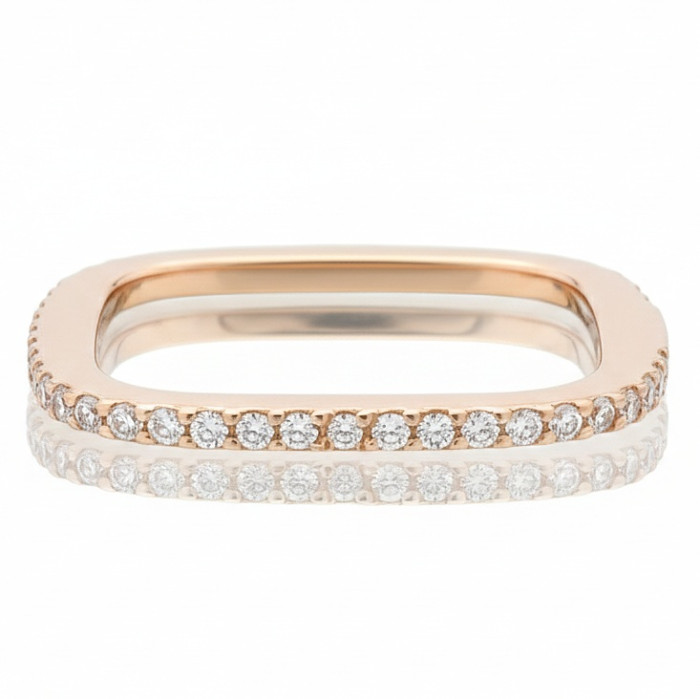  Red Gold Square Diamond Band Ring (1415)