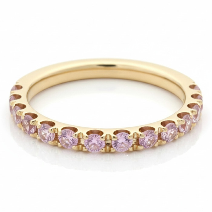  Gold ring decorated with a band of rose sapphires (1421)