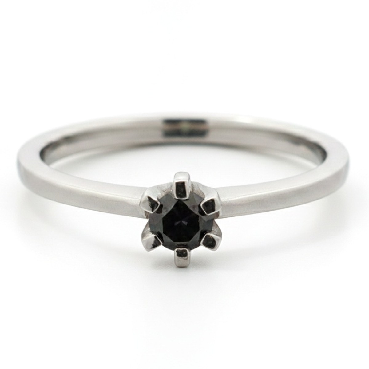 White gold ring with black diamond (1478), Women's Rings, Gold type: 585, Item in the photo weight: 1.93 g, Gemstone: Diamond, Gemstone ct.: 0.12 ct, Gemstone ct.: 0.10-0.19 ct - Jewelry online