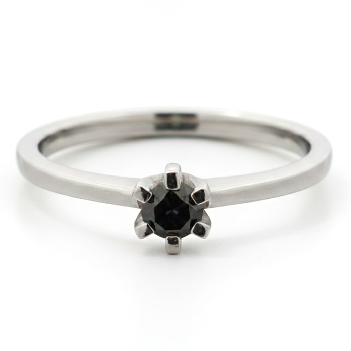 White gold ring with black diamond (1478)