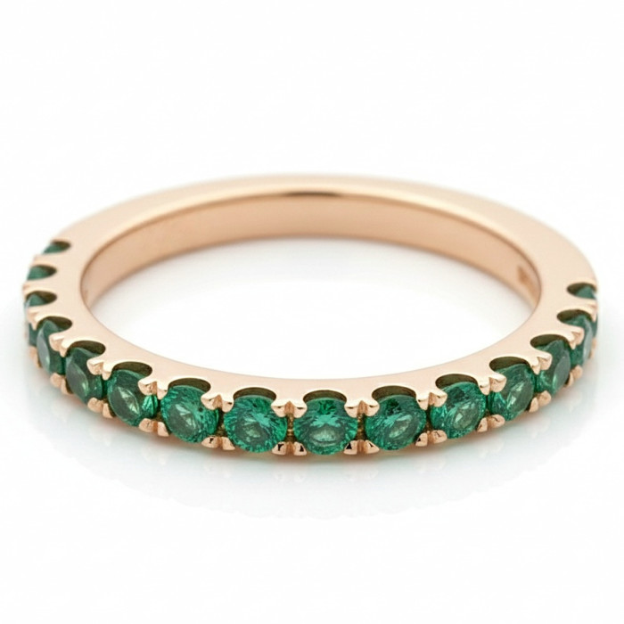  Yellow gold ring decorated with an emerald band "Adele" (1529)