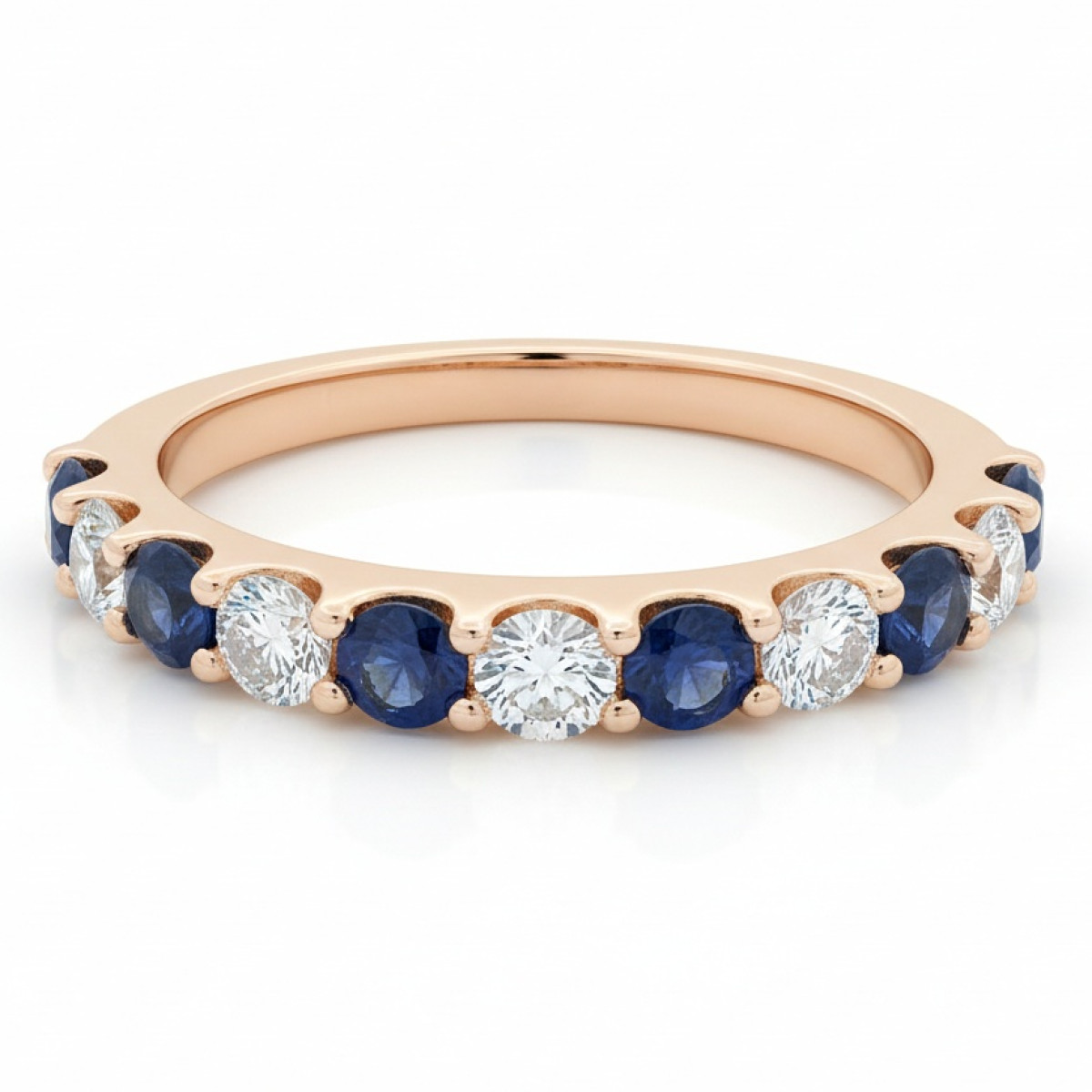  Blue Sapphire and Diamond Band (1642), Women's Rings, Gold type: 585, Item in the photo weight: 3.28 g, Gemstone: Sapphire, Gemstone ct.: 0.70 ct, Gemstone ct.: 0.70-1.50 ct,  Weight of extra gems: 0.46 ct - Jewelry online