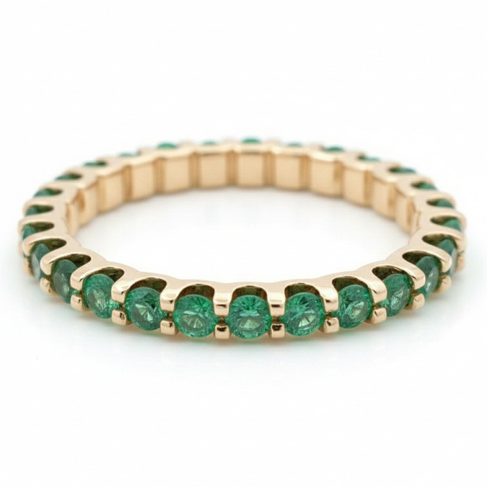 Yellow Gold Emerald Band (1702)