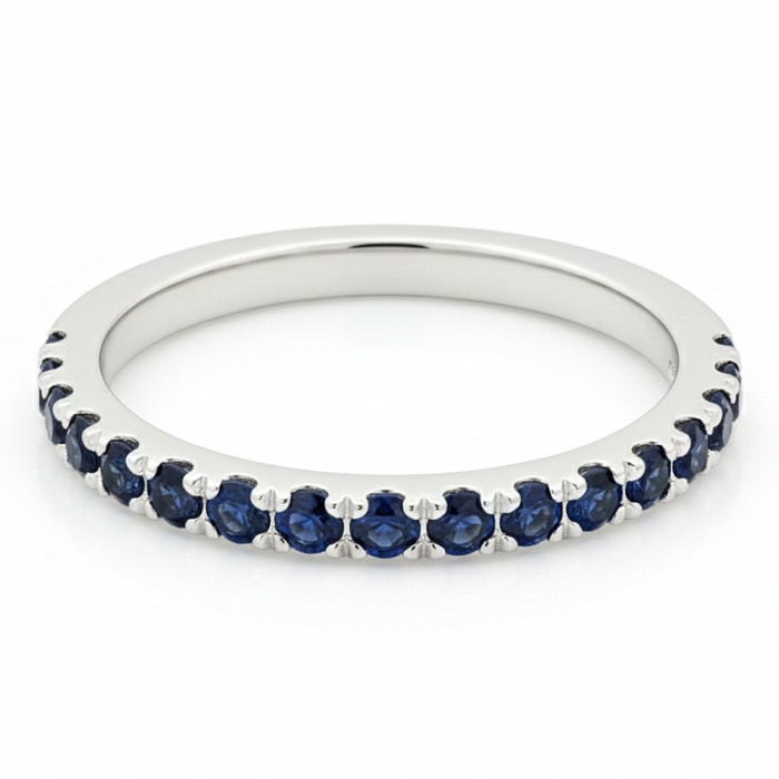  White gold ring decorated with a band of blue sapphires "Dark Blue" (1707)