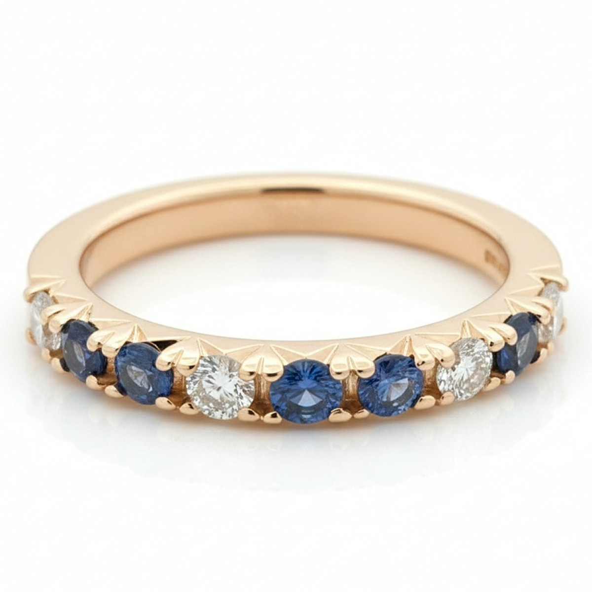  Gold band of blue sapphires and diamonds (1822), Women's Rings, Gold type: 585, Item in the photo weight: 4.47 g, Gemstone: Sapphire, Gemstone ct.: 0.27 ct, Gemstone ct.: 0.30-0.69 ct,  Weight of extra gems: 0.24 ct - Jewelry online