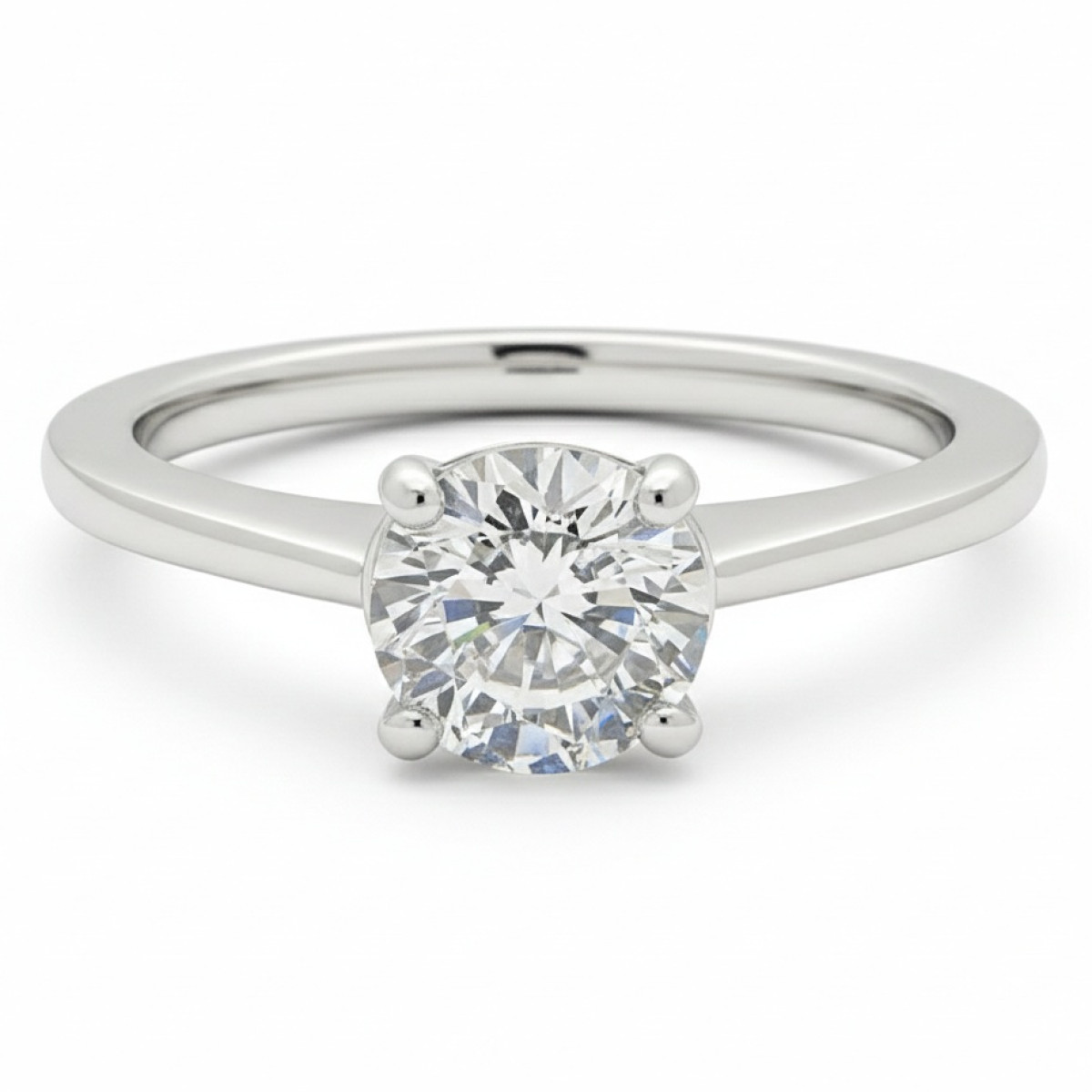 White gold classic engagement ring with rhinestone eye (1857), With Zirconium, Gold type: 585, Item in the photo weight: 3.15 g, Gemstone: Zircon - Jewelry online