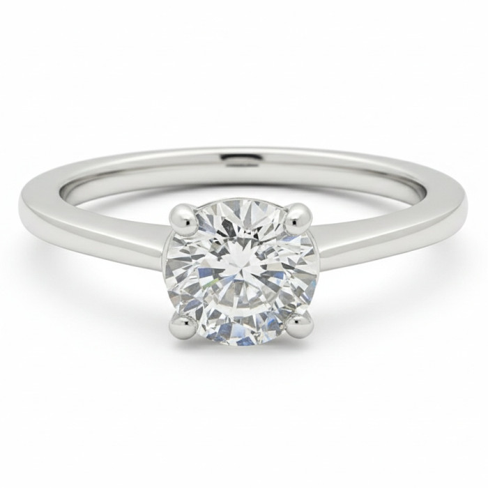 White gold classic engagement ring with rhinestone eye (1857)