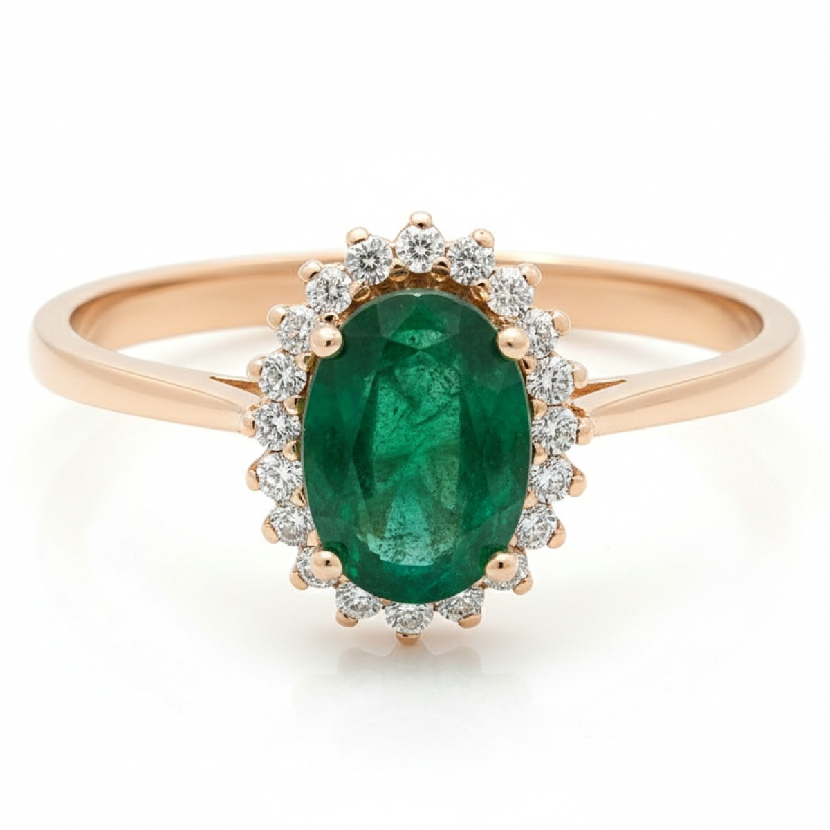Gold Ring with Emerald and Diamonds (2270), Women's Rings, Gold type: 585, Item in the photo weight: 2.03 g, Gemstone: Emerald, Gemstone ct.: 0.83 ct, Gemstone ct.: 0.70-1.50 ct,  Weight of extra gems: 0.11 ct - Jewelry online