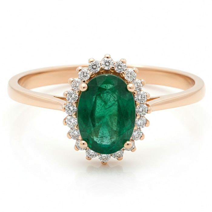 Gold Ring with Emerald and Diamonds (2270)