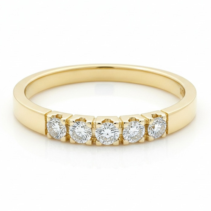 Yellow Gold Ring with Diamond Stripe (2278) 
